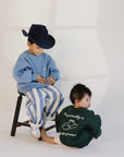 First Rodeo Fleece - lined Graphic Crewneck - Pink and Blue - Roobear Kids