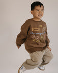 Who Brought Snacks Fleece - lined Graphic Crewneck - Roobear Kids