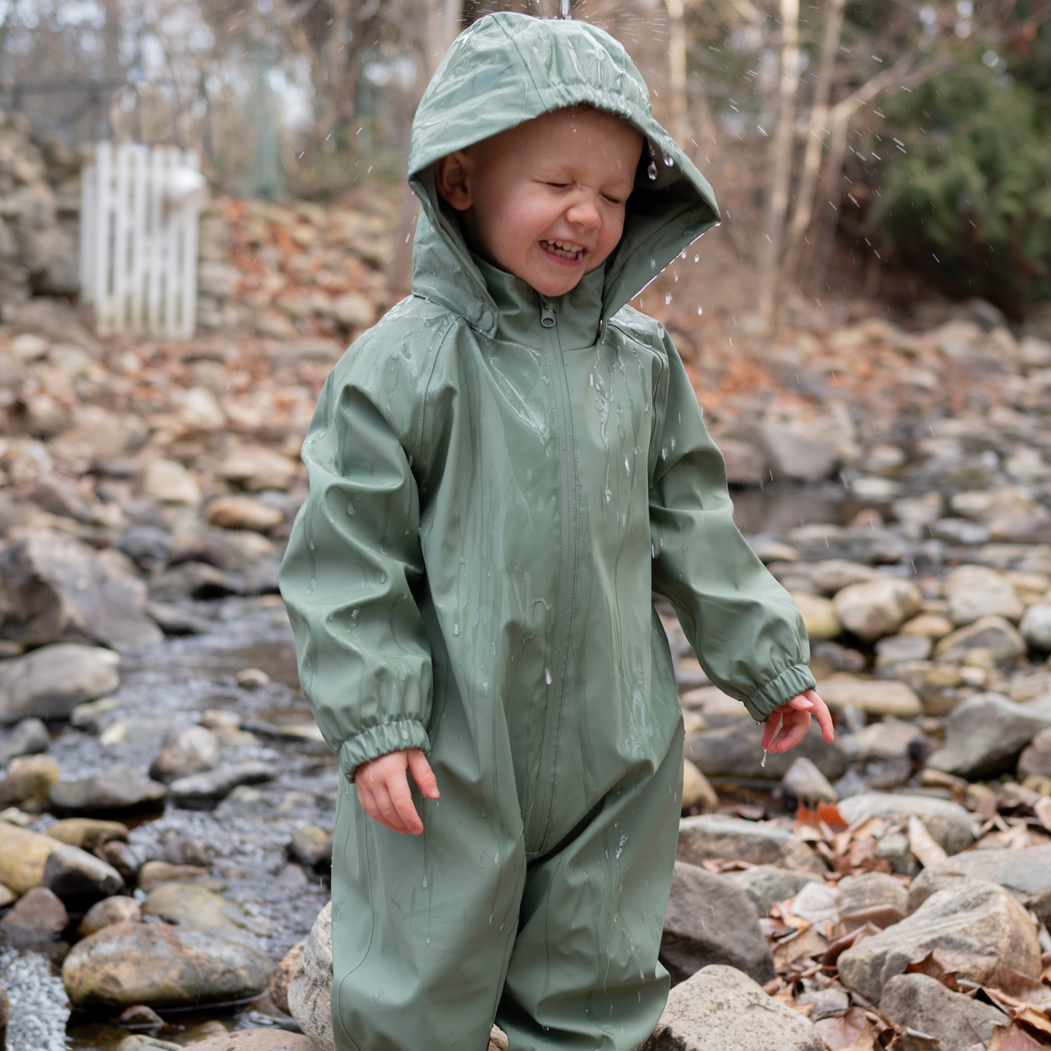 Rainsuit Clear Baby Raincoat Rain Gear Waterproof Fleece-Lined One