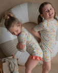Long-Sleeve Ruffle One-Piece Sunsuit