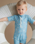 One-Piece Short-Sleeve Sunsuit