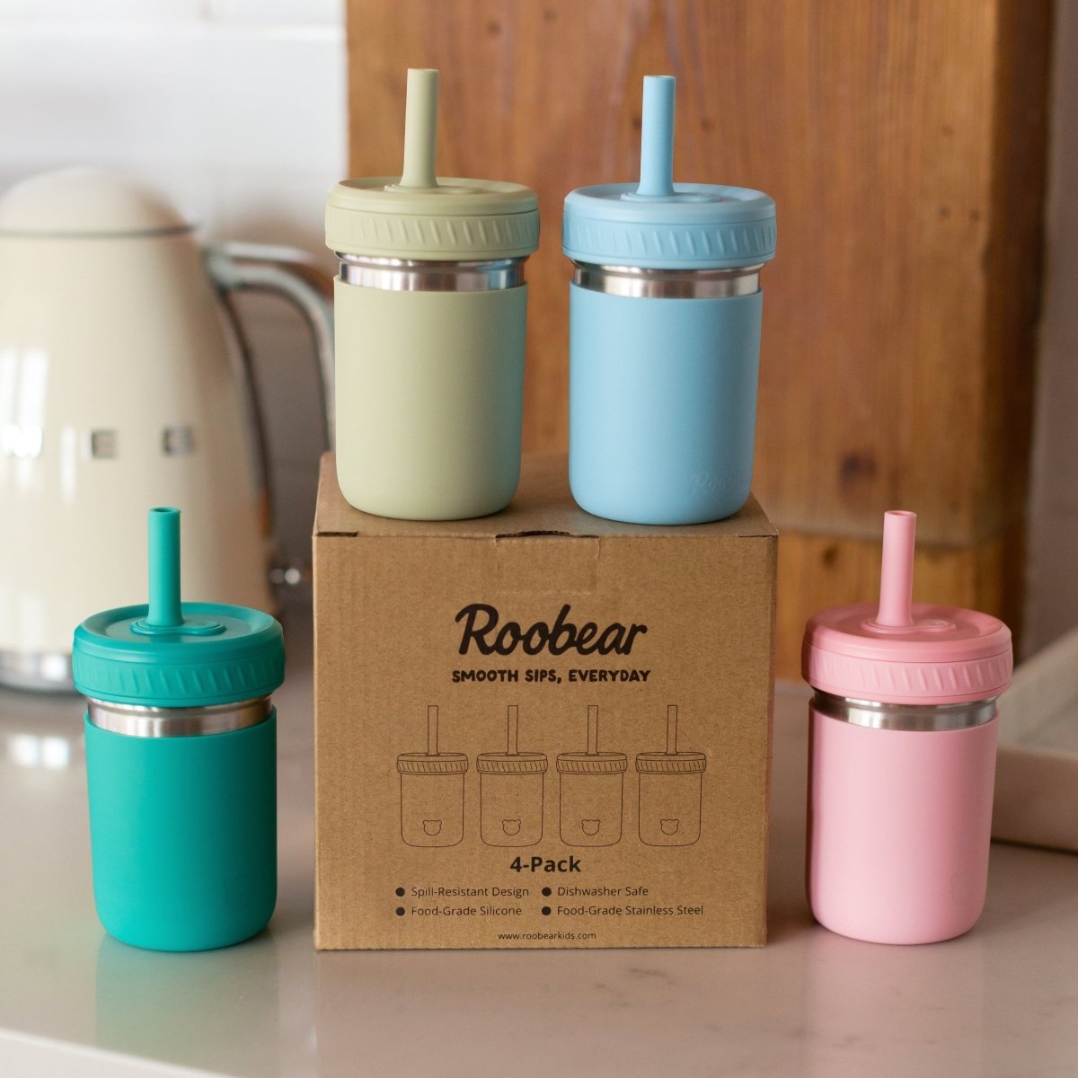Stainless Steel Spill - Proof Cups (4 - Pack) - Roobear Kids
