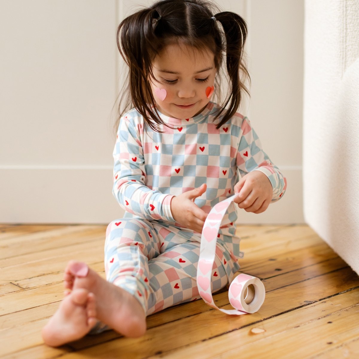 Hearts Checkerboard Two - Piece PJs - Roobear Kids