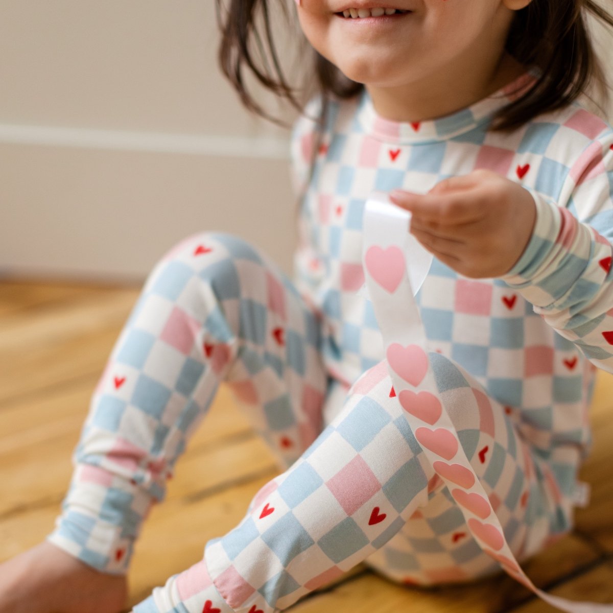 Hearts Checkerboard Two - Piece PJs - Roobear Kids