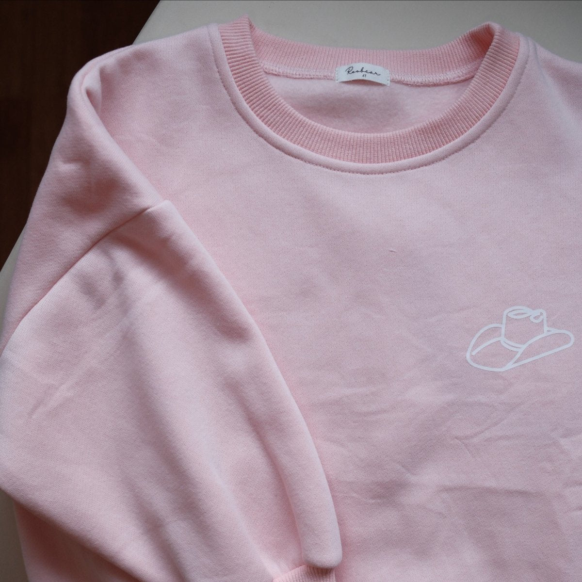 First Rodeo Fleece - lined Graphic Crewneck - Pink and Blue - Roobear Kids