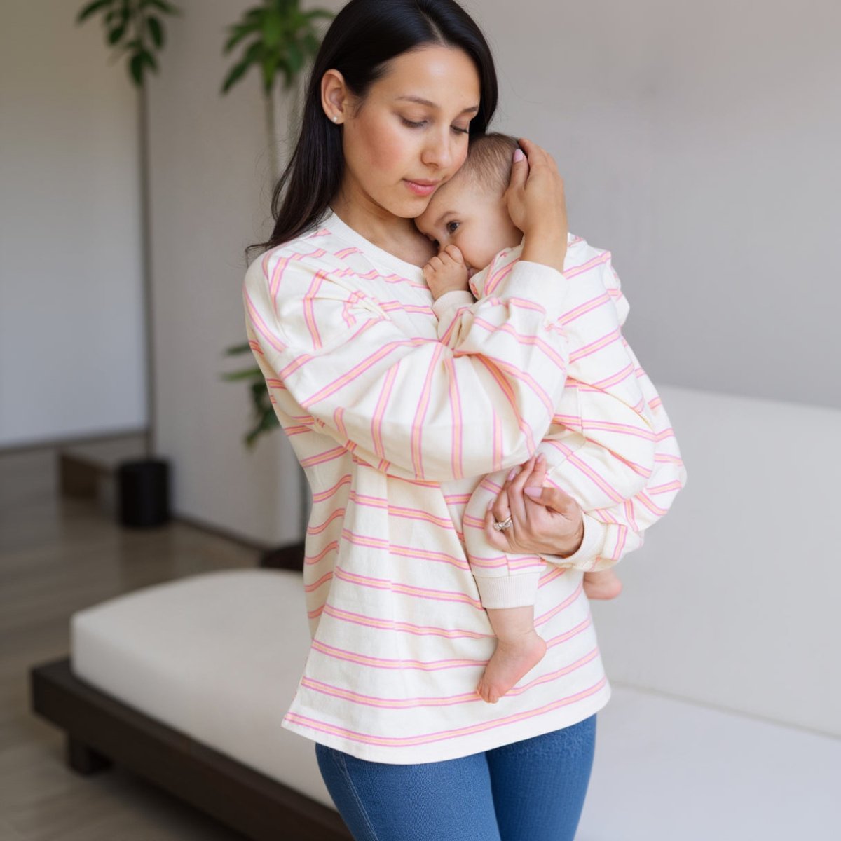 Mama Matching Striped Long Sleeve Crewneck - Roobear Kids