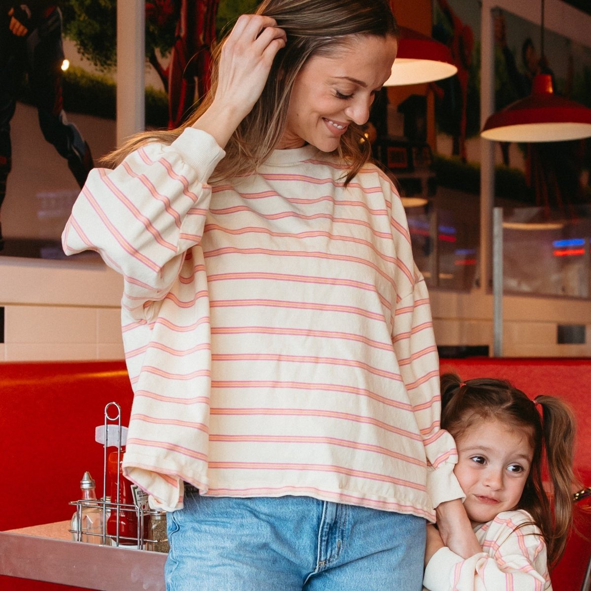Mama Matching Striped Long Sleeve Crewneck - Roobear Kids