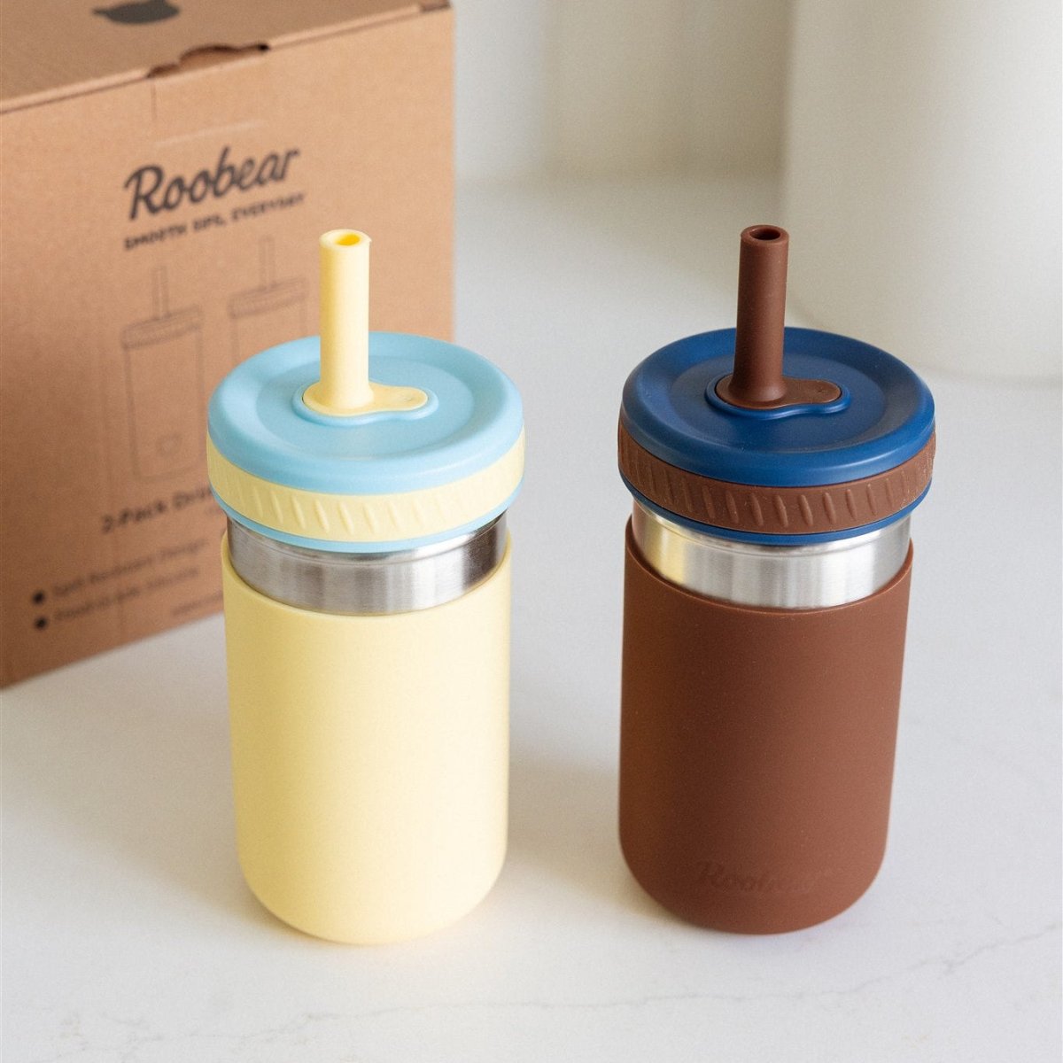 15oz Stainless Steel Spill - Proof Water Bottles (2 - pack) - Roobear Kids