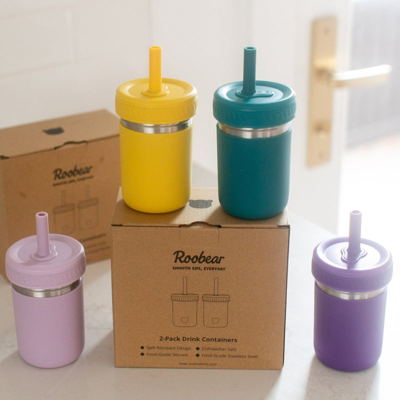 Stainless Steel Spill - Proof Cups (2 - Pack) - Roobear Kids