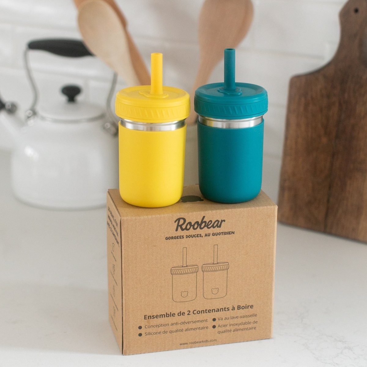 Stainless Steel Spill - Proof Cups (2 - Pack) - Roobear Kids